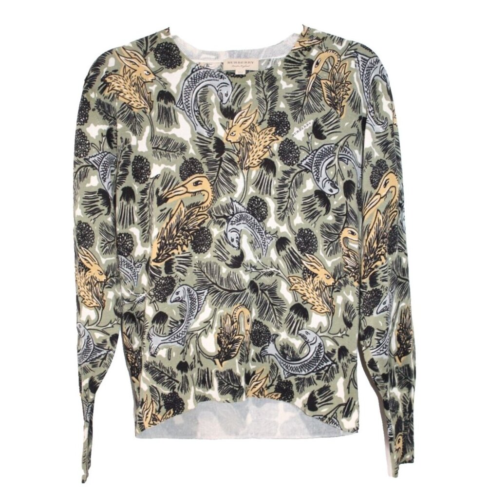 Burberry Beasts Knit Sweater Size Small Rare Print Animal Mythological Runway